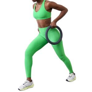 Athleta Interval Stash Leggings Sz S TALL New $89 Valley Green High Rise 27” Ins